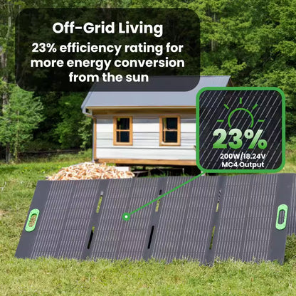 Foldable 200W Monocrystalline Portable Solar Panel for Electric Solar Generators, Water-Resistant IP67, Off-Grid